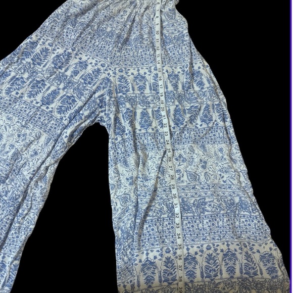 Billabong Light Blue Printed Strapless Wide-Leg Jumpsuit - Picture 4 of 8